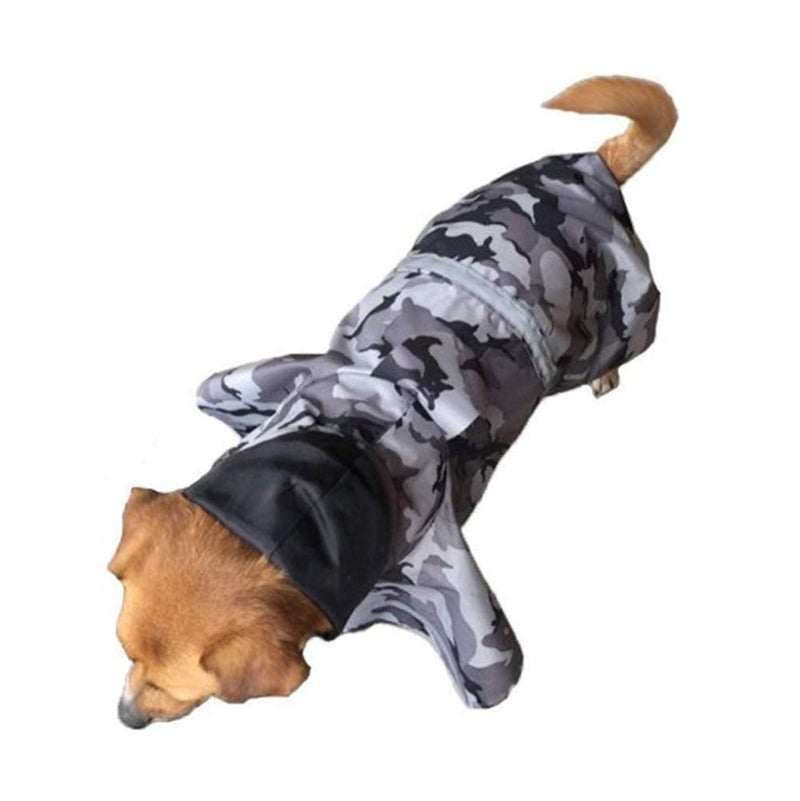 Mikayoo Large Dog Camouflage Raincoat Ajustable Pet Waterproof Clothes Lightweight Rain Jacket Poncho Hoodies with Strip Reflective(Gray L) - Image 2